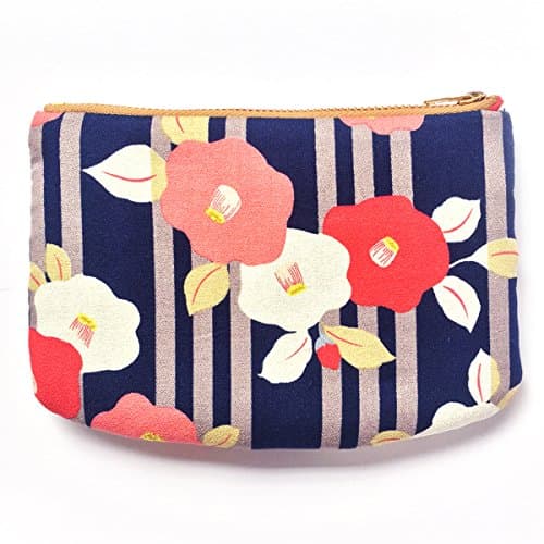 Camellia Zipper Pouch, Change Purse Wallet, Passport Holder, Japanese Prints, Travel Pouch, Padded Small Bag