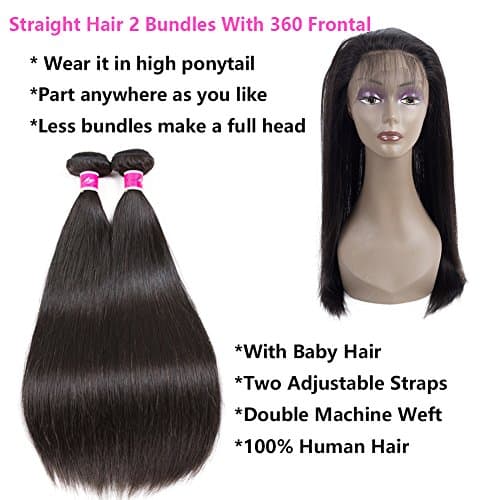 Sky Hair 360 Lace Frontal With Bundles Straight Unprocessed Brazilian Straight Hair Bundles with Frontal 360 Human Hair Weave Bundles With Frontal Closure