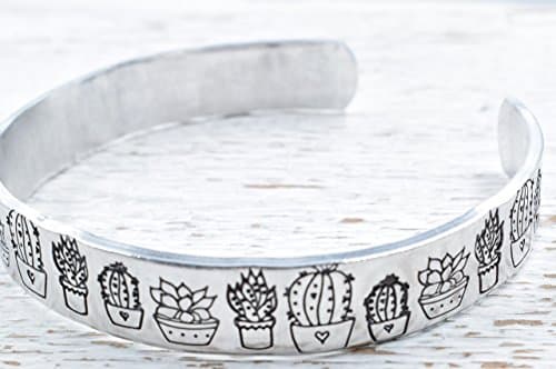 Cacti and Succulent Bracelet Hand Stamped Cuff