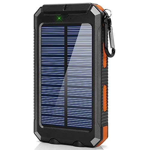 Ayyie Solar Charger,10000mAh Solar Power Bank Portable External Backup Battery Pack Dual USB Solar Phone Charger with 2LED Light Carabiner and Compass for Your Smartphones (Orange New)