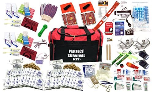 4 Person Perfect Survival Kit Deluxe - Prepare For Earthquake, Evacuation, Emergency Disaster Preparedness 72 Hour Kits for Home, Work, or Auto