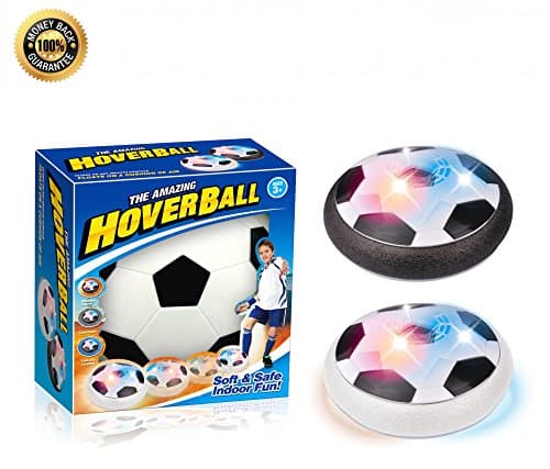 Wonderful Gift for Kids - Air Power Soccer Hover Ball with Colorful LED Light / Pneumatic Suspension Floating with Foam Bumpers (Black)