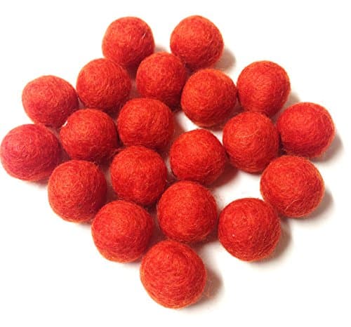 Yarn Place Felt Wool Felted 100 Balls 1 Color Pack Size: 15 mm (Orange Red 06)
