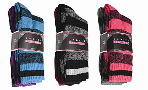 6 pair Ladies Boot Socks All Weather Comfort Blend Sock Thermal Interior
