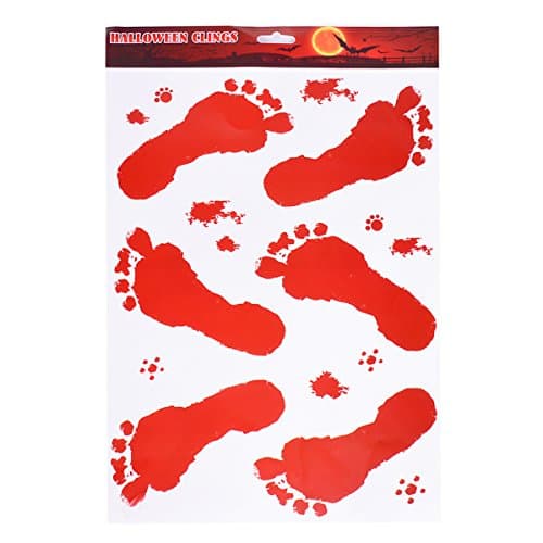 BearDaDa Bloody Footprints Clings Static Stickers, Floor Decor for Halloween,12 Inch by 17 Inch Sheet