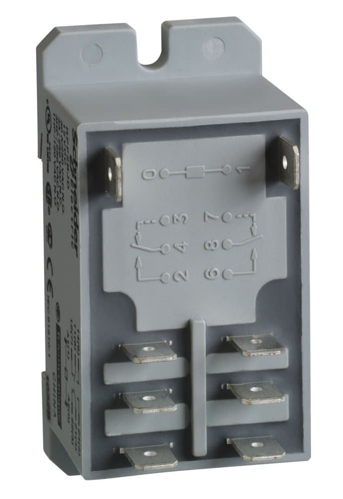 230VAC, 8-Pin Bottom Flange, Din Rail Enclosed Power Relay; Electrical Connection: 1/4" Tab Terminal - 1 Each