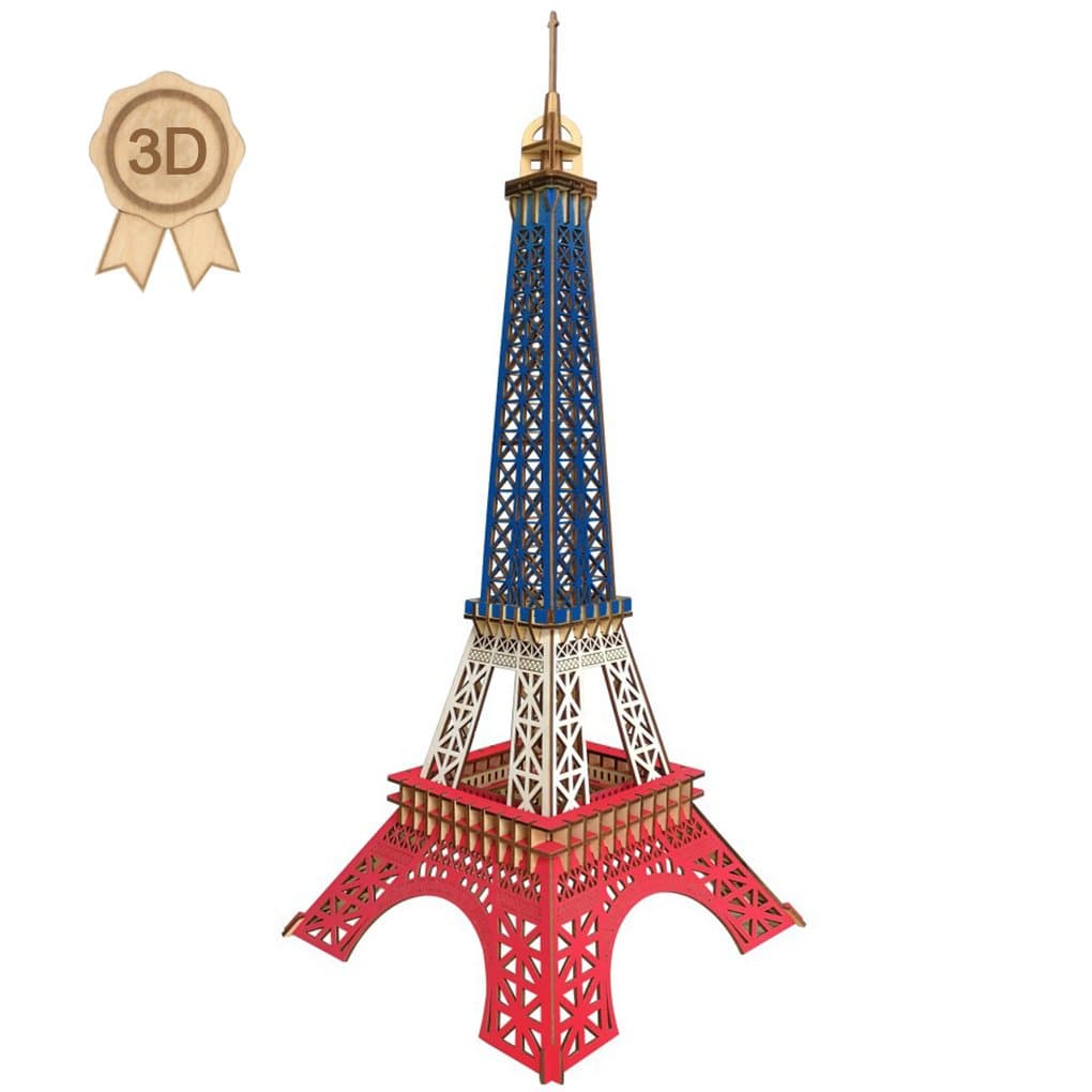 3D Wooden Puzzles Laser Engraving DIY Safe Assembly Constructor Kit Toy for Teens and Adults (F2 Eiffel Tower)