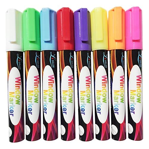 Chalk Markers-Chalk Pens-Liquid Chalk Marker Pen with Reversible Tip-Child Safe- NON-TOXIC-Loved by Teachers, Kids, Artists, Businesses-Use on Chalkboard, Whiteboard, Blackboard, Glass, Bistro