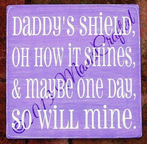 Daddy's Shield, 12x12 Hand Painted Wooden Nursery Art