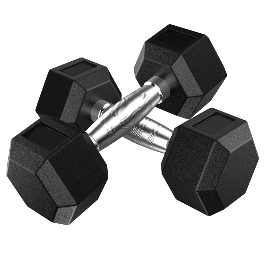 TangMengYun Dumbbell Set Solid Iron Hexagon Dumbbell Rubber Coated Cast Iron Black Dumbbell A Pair Non-slip Hand Dumbbell