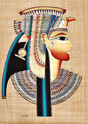 Egyptian Hand-Painted Papyrus Artwork (Imported): Bust of Nefertari 24" x 34"