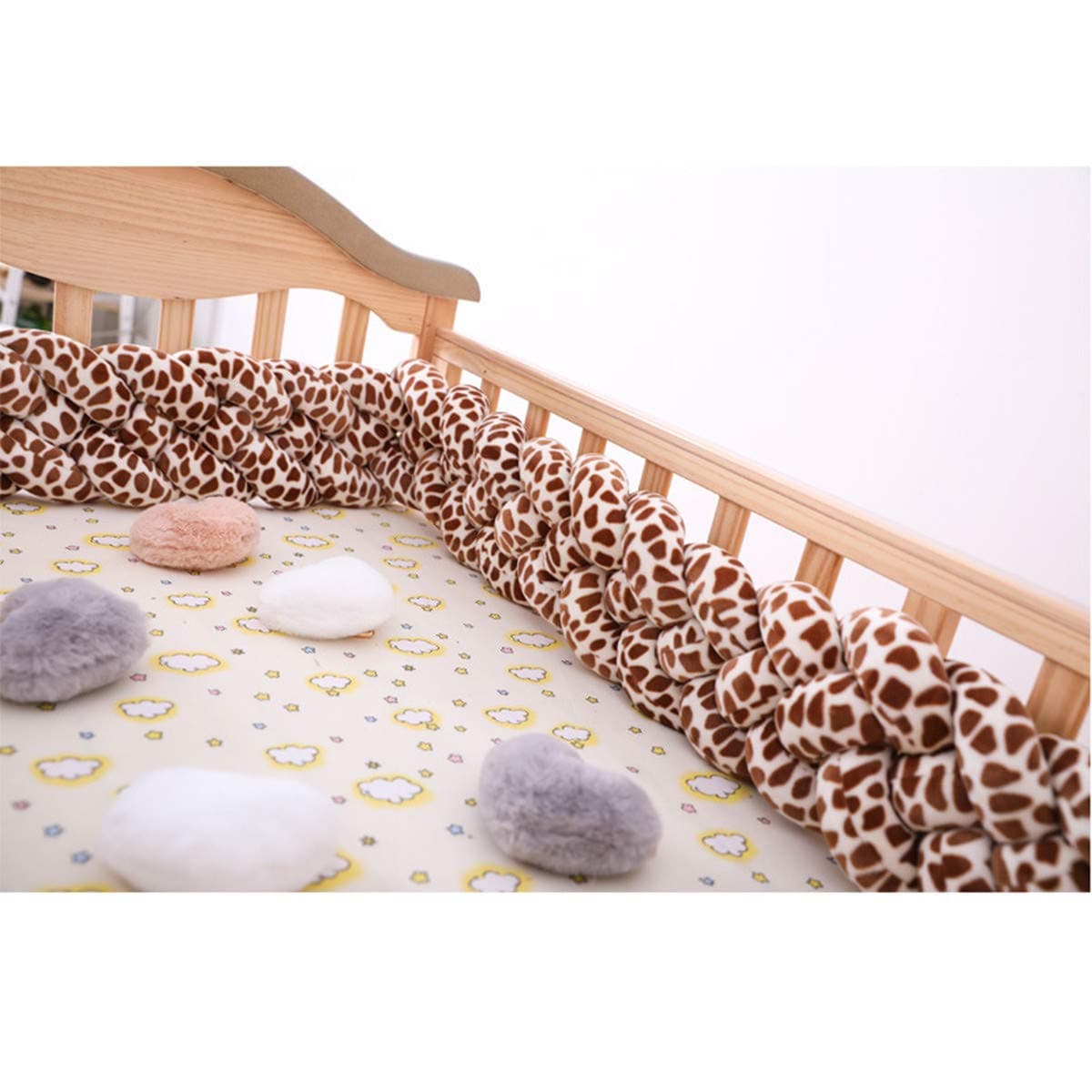 RAILONCH Baby Cot Bed Bumper Braid Pillow Cotton Nursery Decorations Braided Bumper Children's Room Decoration Pillow Skin Soft for Baby Nursery Crib Bedding 2M/3M