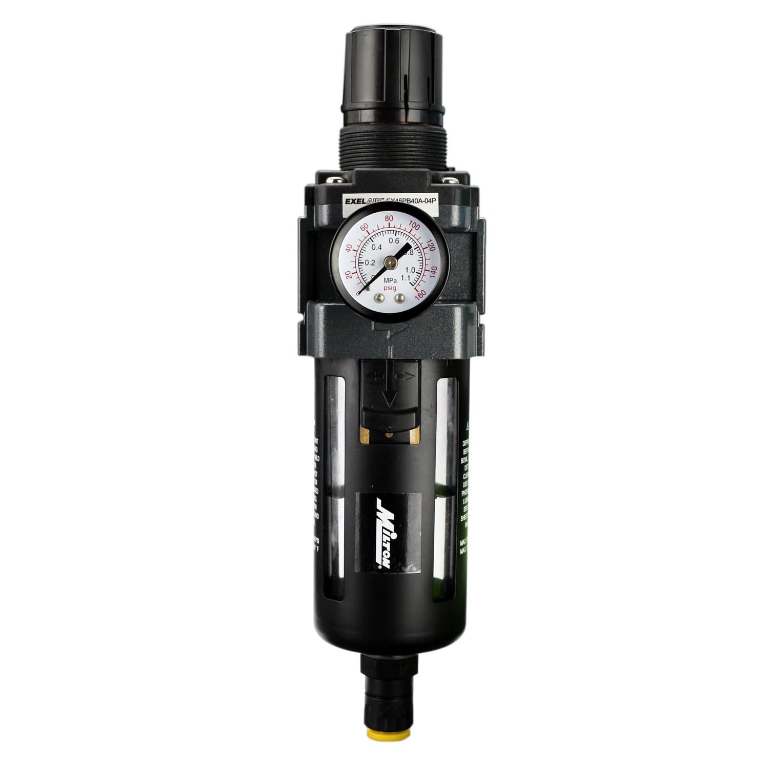 ExelAir EX45PB40A-04P 1/2" NPT Polycarbonate FRL Air Filter Regulator