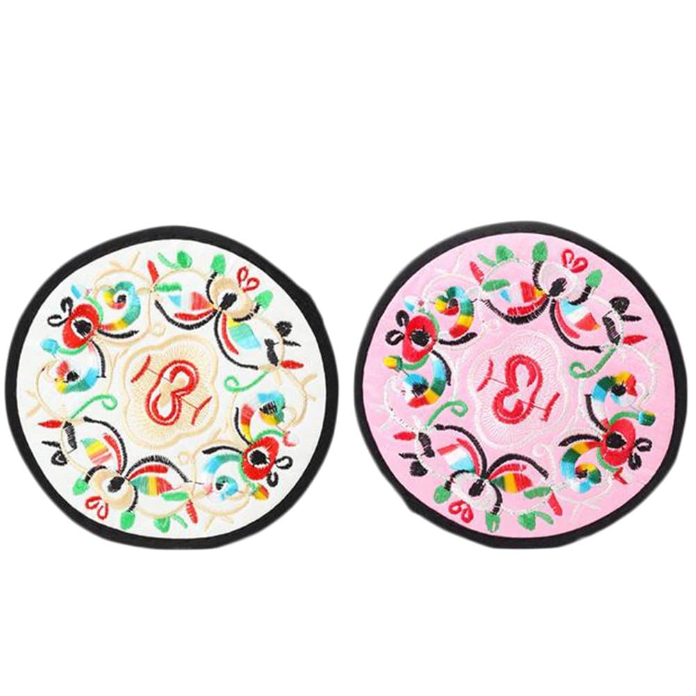 drawihi Set of 2 High Quality of Embroidered Chinese Style Coaster Round Place Mat of the mug mat