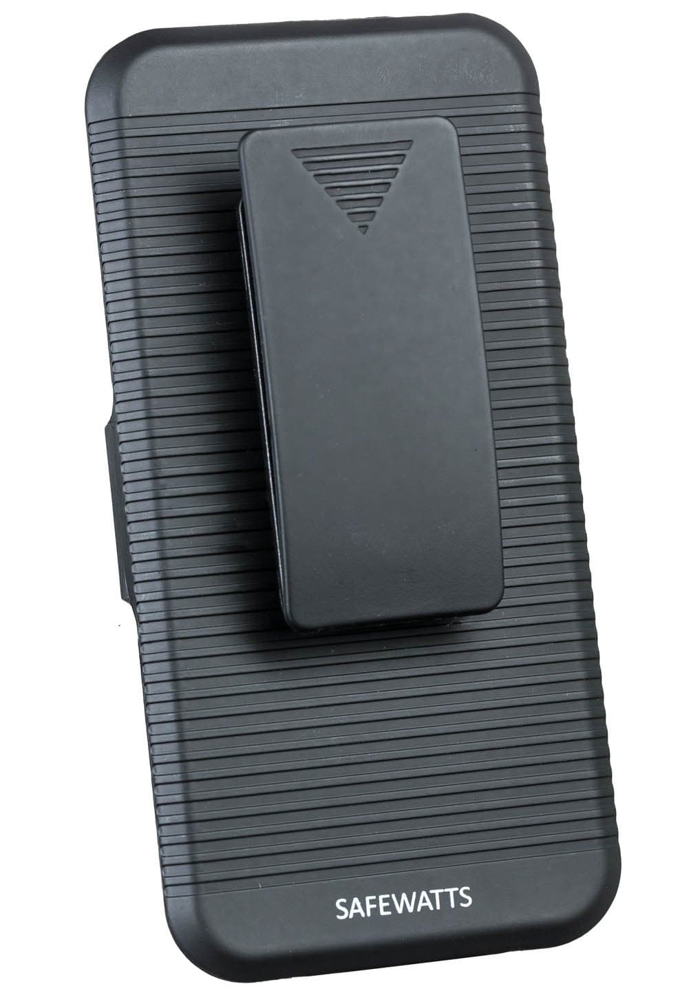 Safewatts Snap-On Shell & Holster Combo Case - with Kick-Stand & Belt Clip for Apple iPhone 5 / 5S - Black