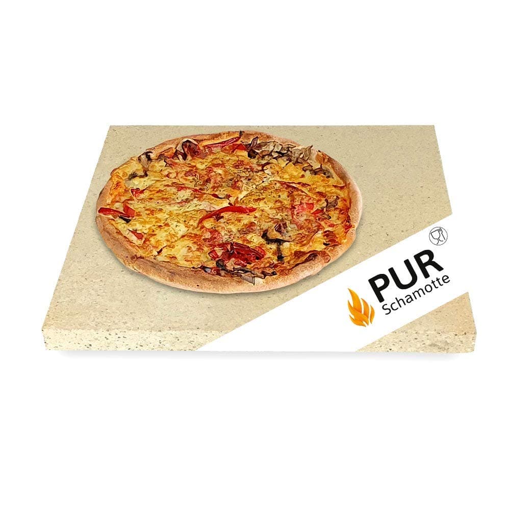 PUR Schamotte® pizza bread baking flambée stone small for mini oven made of fireclay food-safe square, Fire Clay, 32x27x2cm
