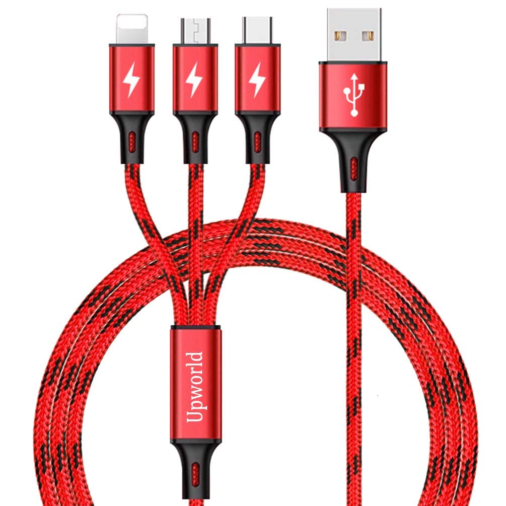 Multi USB Cable, Upworld Multi Charger Cable with Micro USB Cable/USB Type C Cable Nylon Braided 3 in 1 Fast Charging Cord for Phone X 8/7Plus, Galaxy S8, Huawei, Moto, LG, Kindle, Tablets and More
