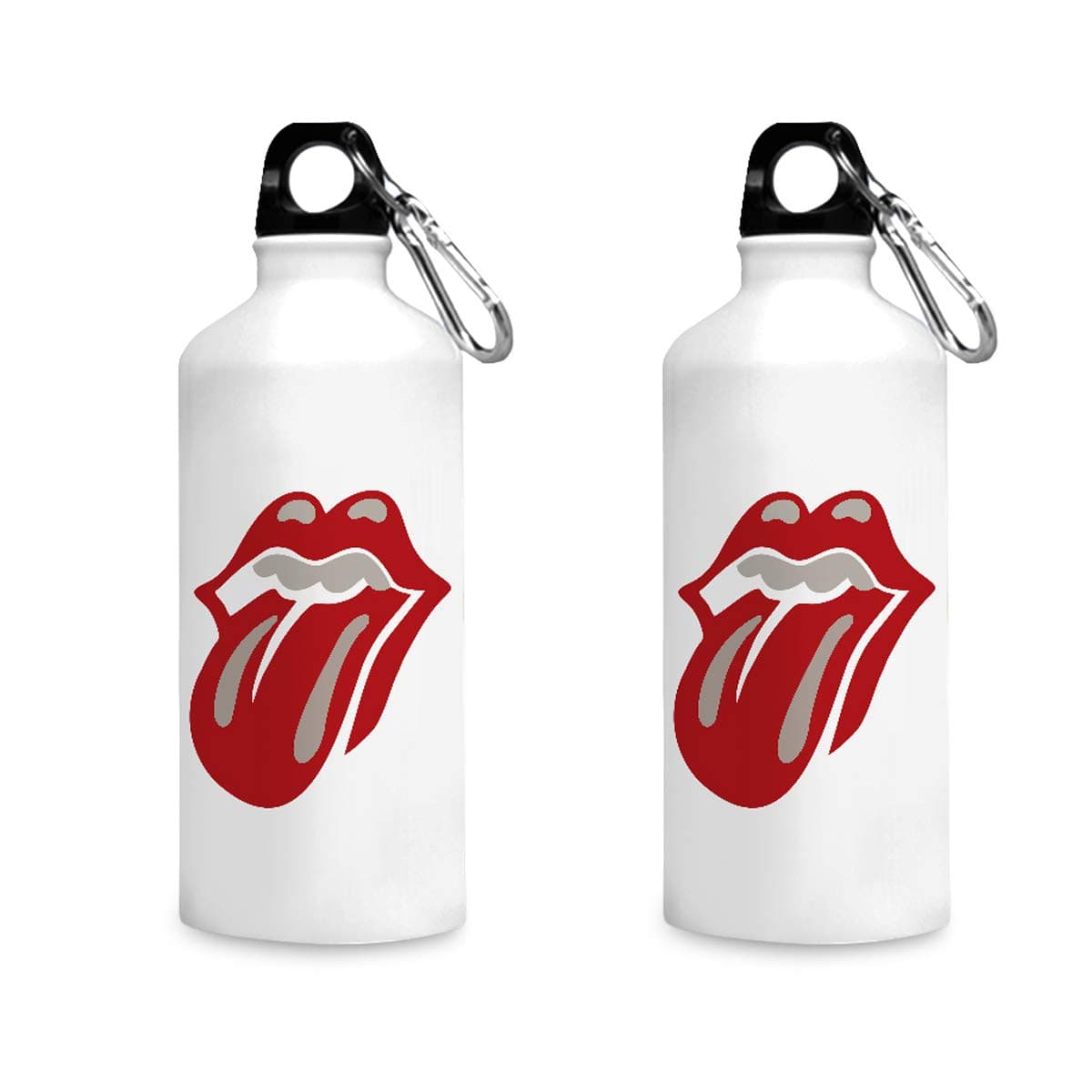 Motivate Box India Aluminum Lip Licking Sketch Printed Sipper Bottles, 750 Ml, White, 2 Piece