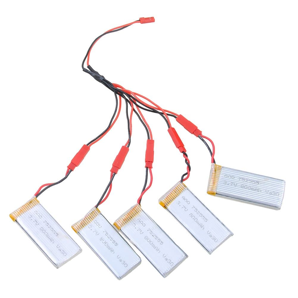 LeGow 3.7V 800mAh Lipo Battery with JST Plug 1 to 5 Charging Cable for JJRC V686G V686J V686K RC Quadcopter
