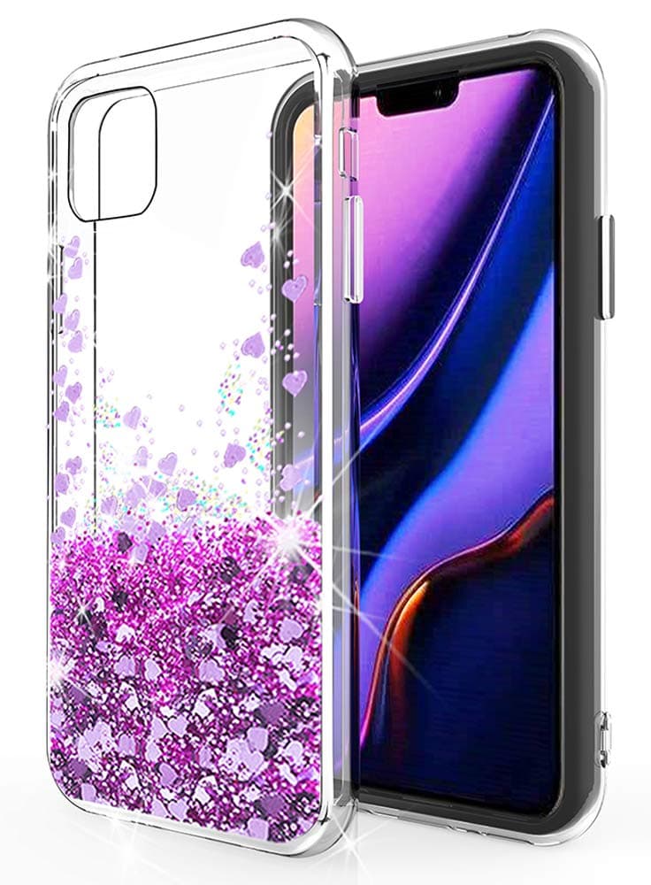 SunStory Designed for iPhone 11 Pro Max Case,Luxury Fashion with Moving Shiny Quicksand Glitter and Double Protection with PC Layer and TPU Bumper Case for iPhone 11 Pro Max 6.5 Phone (Purple)