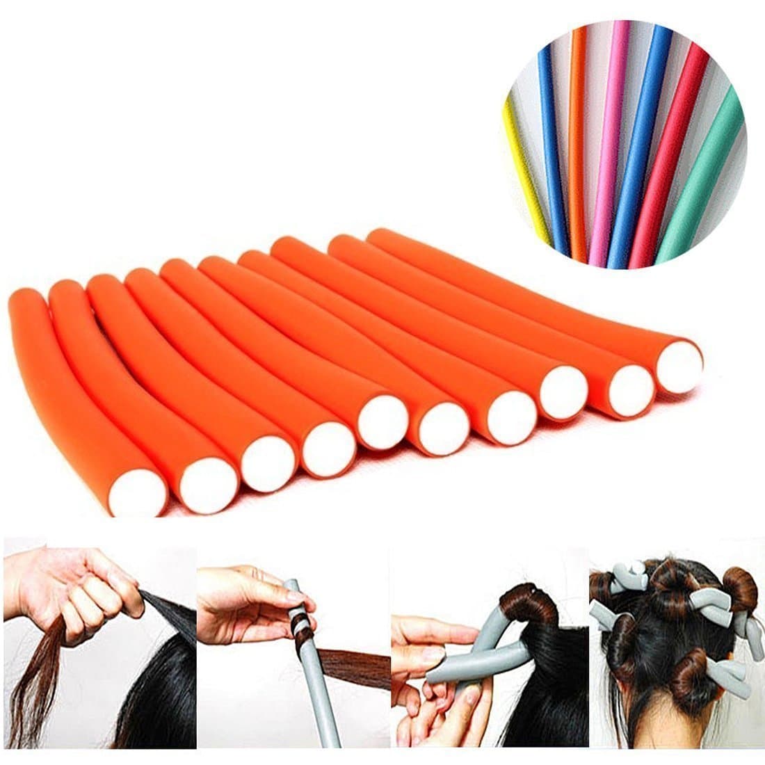 Elecsera Magic Hair Foam Rollers Soft Twist Curler Rods for Hair (Multicolour, 10 Pieces)