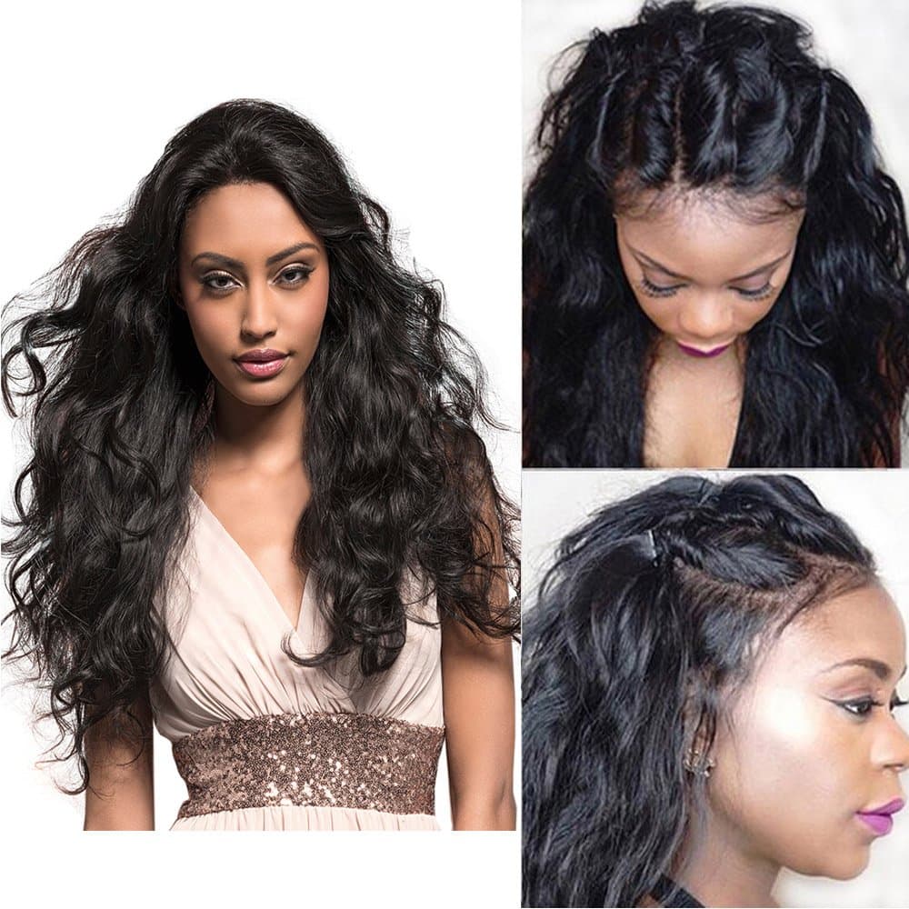 Berimy Glueless Full Lace Human Hair Wigs for Black Women 130% Density Natural Color Body Wave Brazilian 8A Lace Front Human Hair Wigs with baby Hair Pre Plucked Hair Line (Full Lace Wig 8)