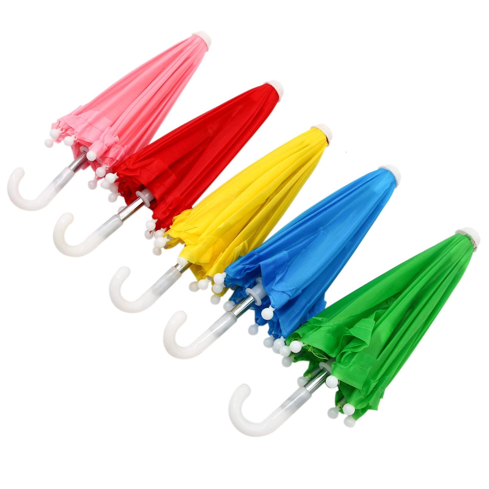 WSSROGY Pack of 5 Mini Colorful Nylon Umbrella for Kids Or Party Favors Baby Shower Decoration,12 Inch Width