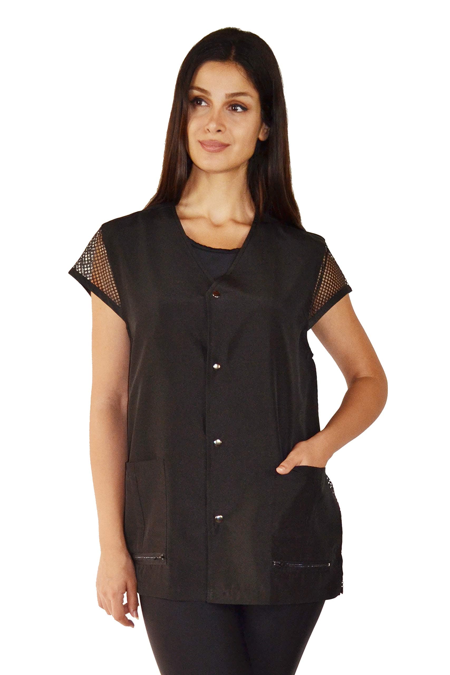 Mesh Back Groomer Jacket Ideal for Pet Groomers, Stylist, Barbers Water Resistant - Size XL Black