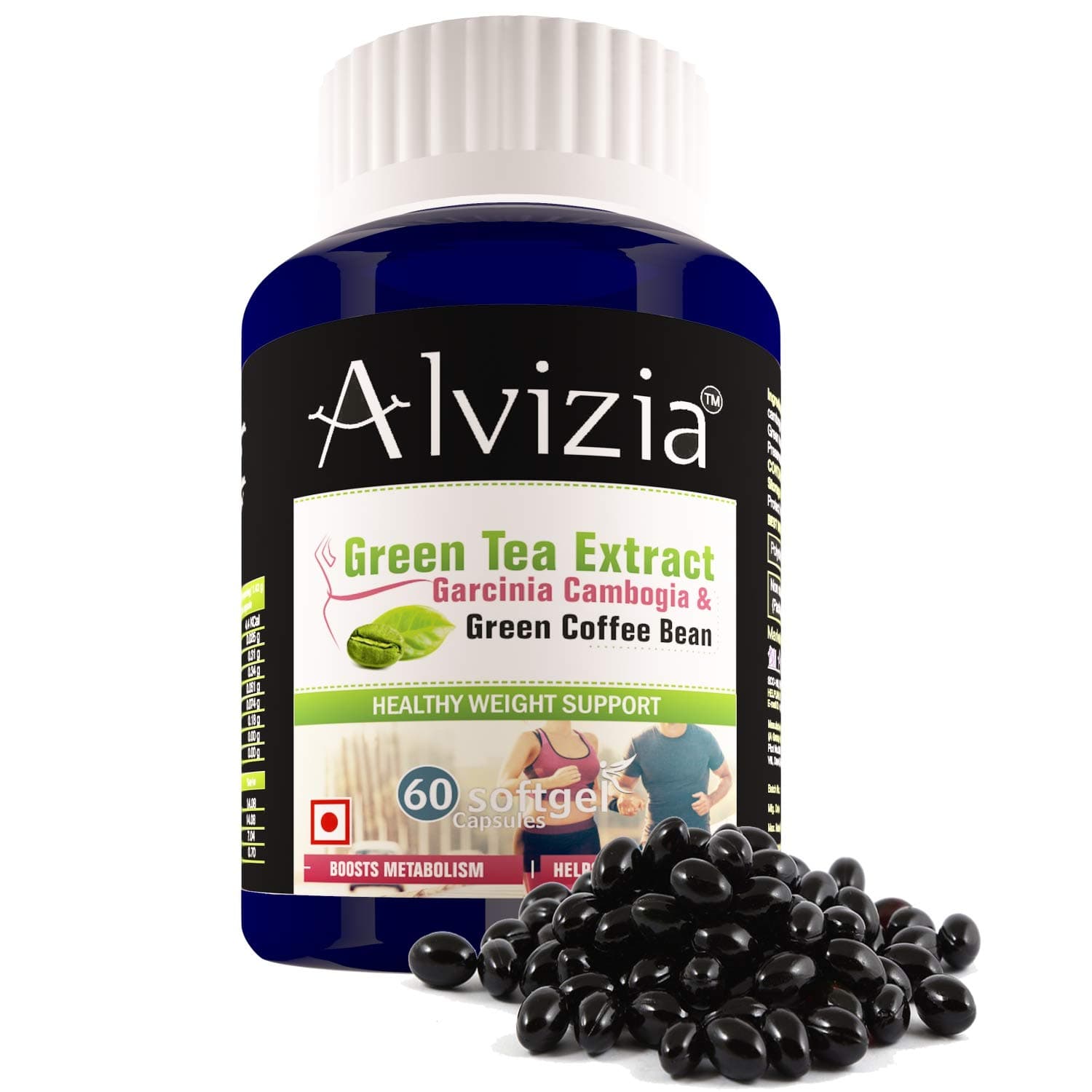 Alvizia Garcinia Cambogia HCA with Green Tea, Green Coffee Bean & Black pepper (60 Softgel Capsules, 1 Month Supply)