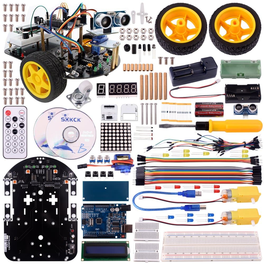 Miroad SM2 Robot Car Kit for Arduino, 2 Wheel Utility Vehicle Intelligent Robotics arduino DS robot Smart Car kit Obstacle avoidance,tracking