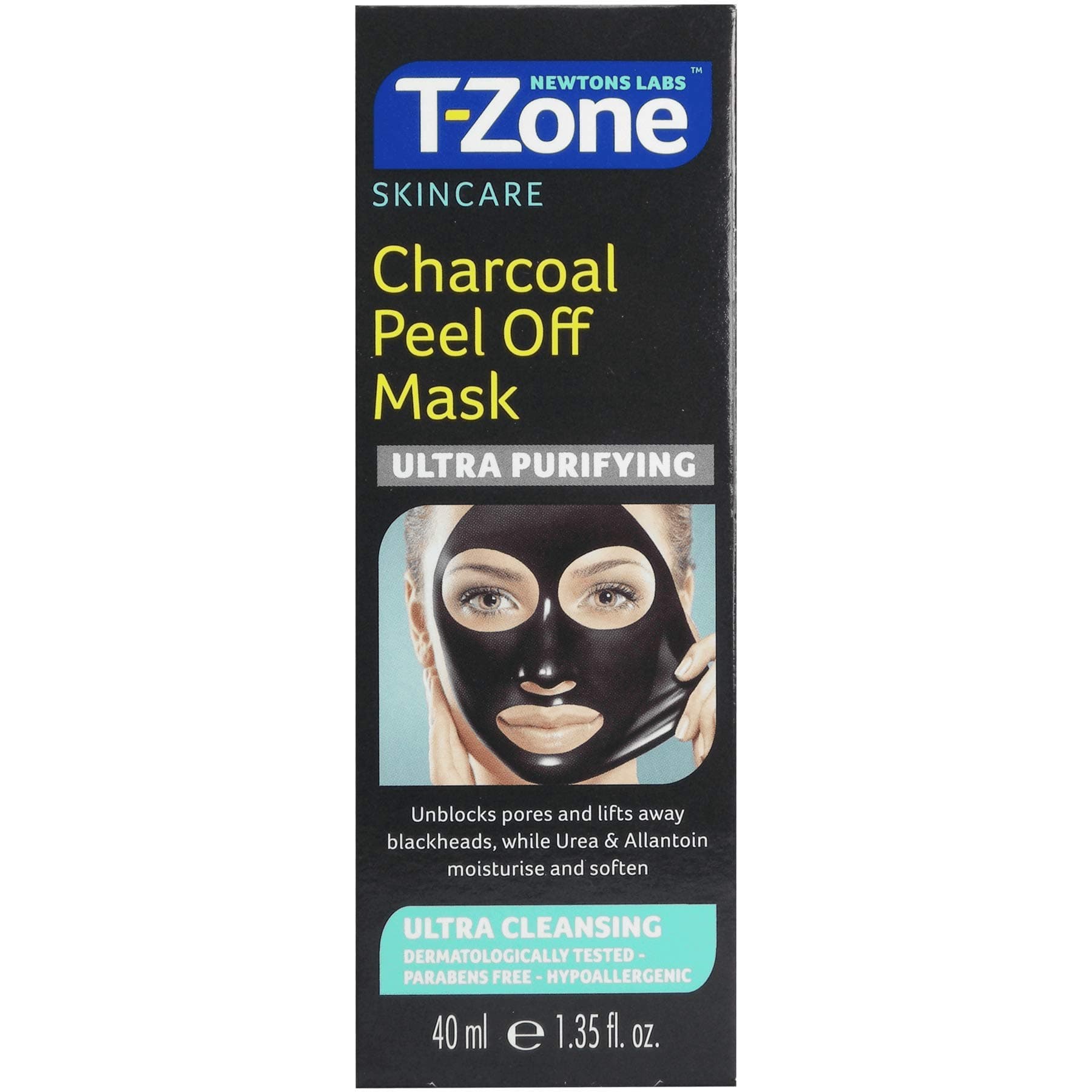 T-Zone Charcoal Black Peel-Off Mask 40ml Ultra cleansing Dermatologically tested Parabens free Hypoallergenic 100% ORIGINAL BEWARE OF FAKES