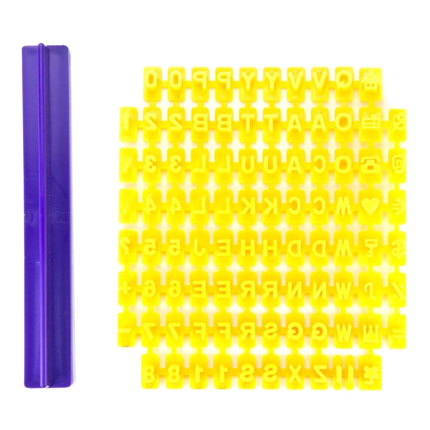 Elifestore Alphabet Number Letter Cake Mold - DIY (68 pcs in 1 + 1 groove) Alphabet Number Letter Biscuit Fondant Cookie Stamp Impress Embosser Cutter Cake Mould Mold Decorating Tool Set Baking Mold