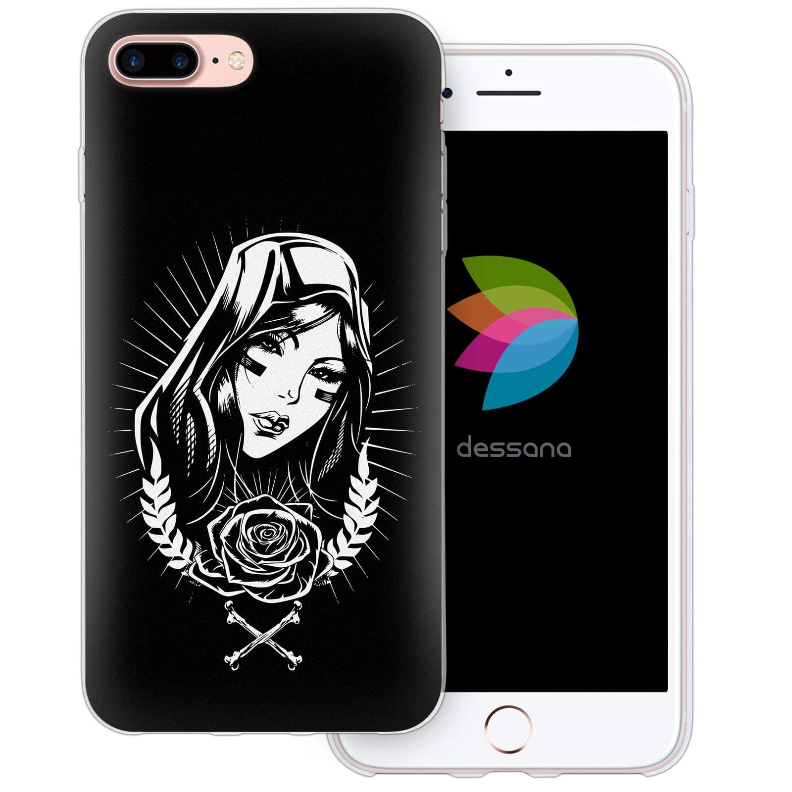 dessana Santa Muerte Transparent Protective Case Phone Cover for Apple iPhone 8 Holy Religion