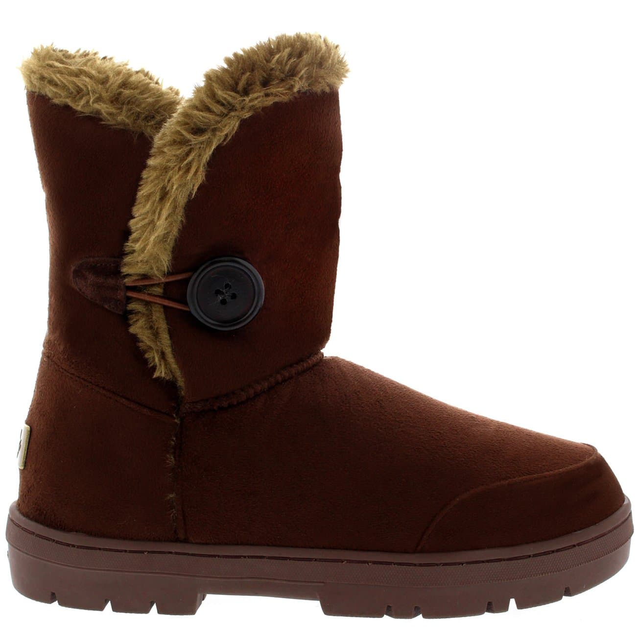 Womens Single Button Faux Faux Waterproof Rain Winter Snow Boots