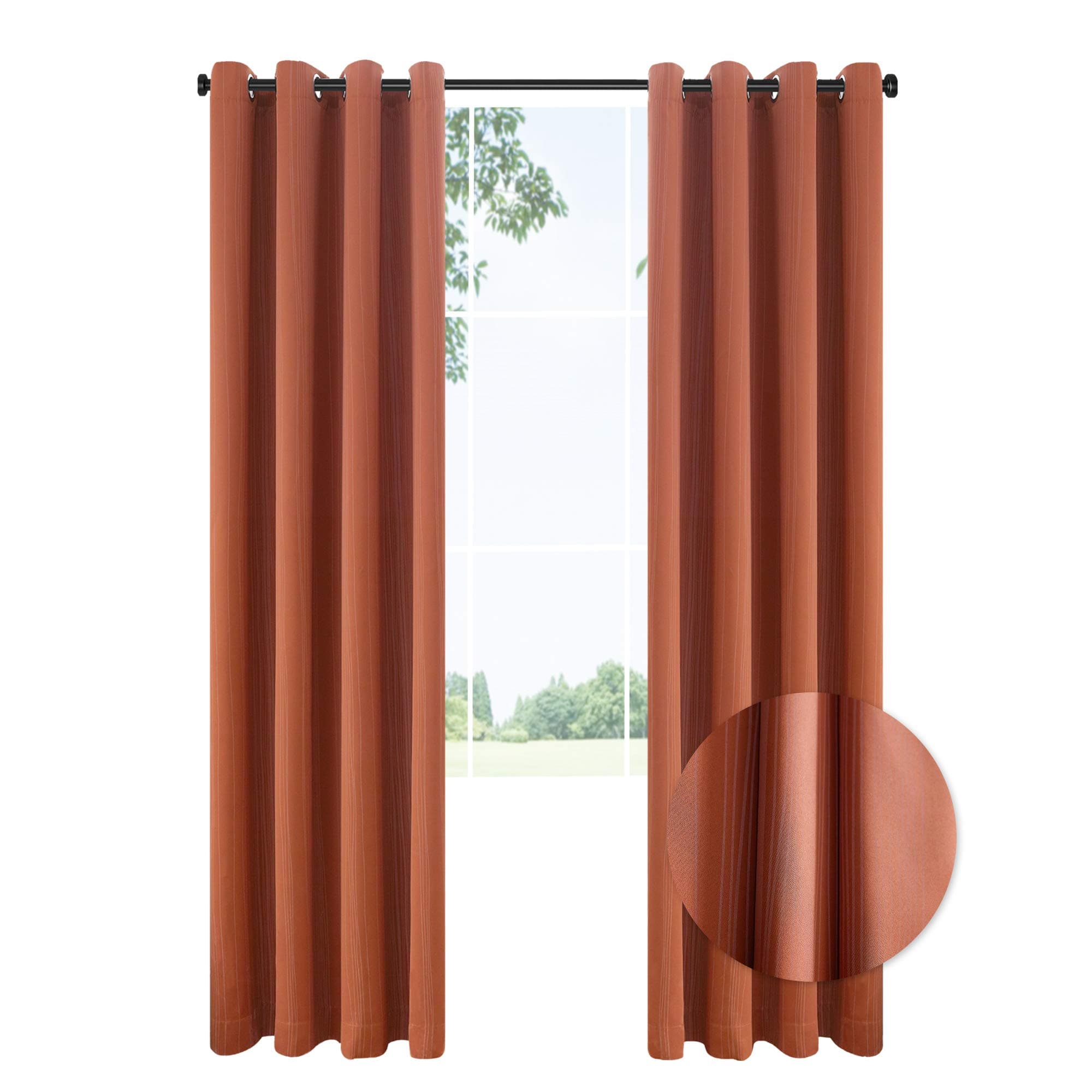 CANIRICA Blackout Curtains 2Pack Panels Thermal Insulated Window Curtains Panels Grommet Room Darkening Curtains (52Wx95L,Orange,2packs)