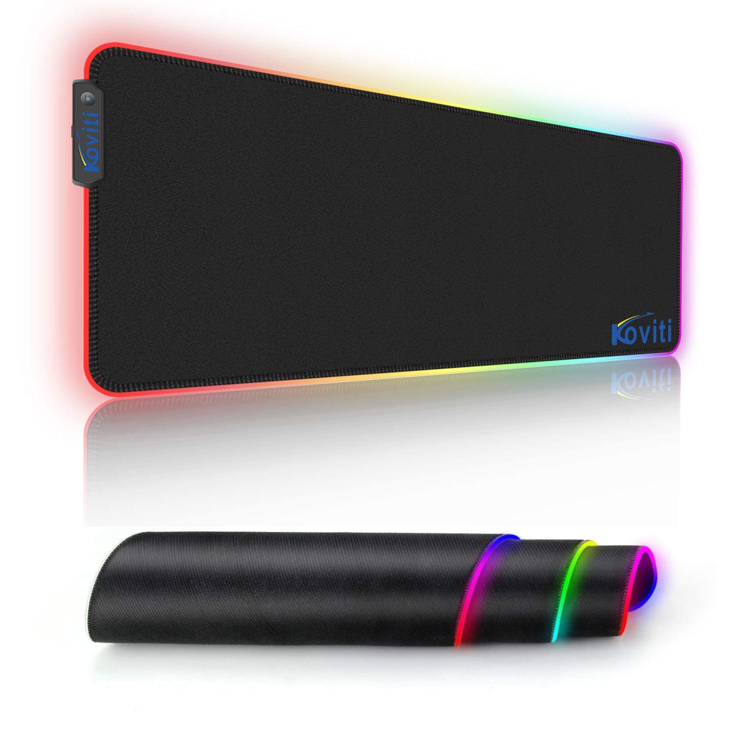 RGB Gaming Mouse Pad, Large Oversized Glowing Led XXL Extended Mousepad, 10 Lighting Modes, Waterproof Non-Slip Rubber Base Anti-Fray Stitched Edges Computer Keyboard, 31.5X 11.8in, 4mm Thick