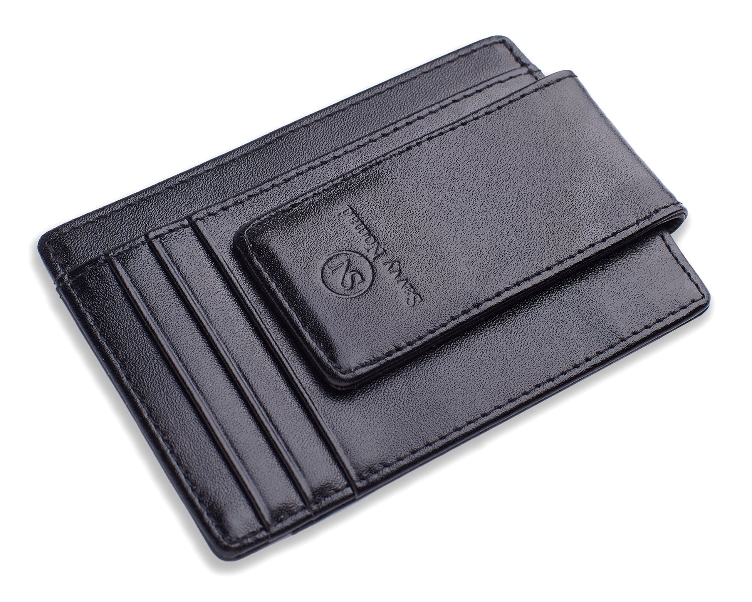 Money Clip Front Pocket Wallet Slim Minimalist RFID Blocking Leather Wallet with Strong Magnets