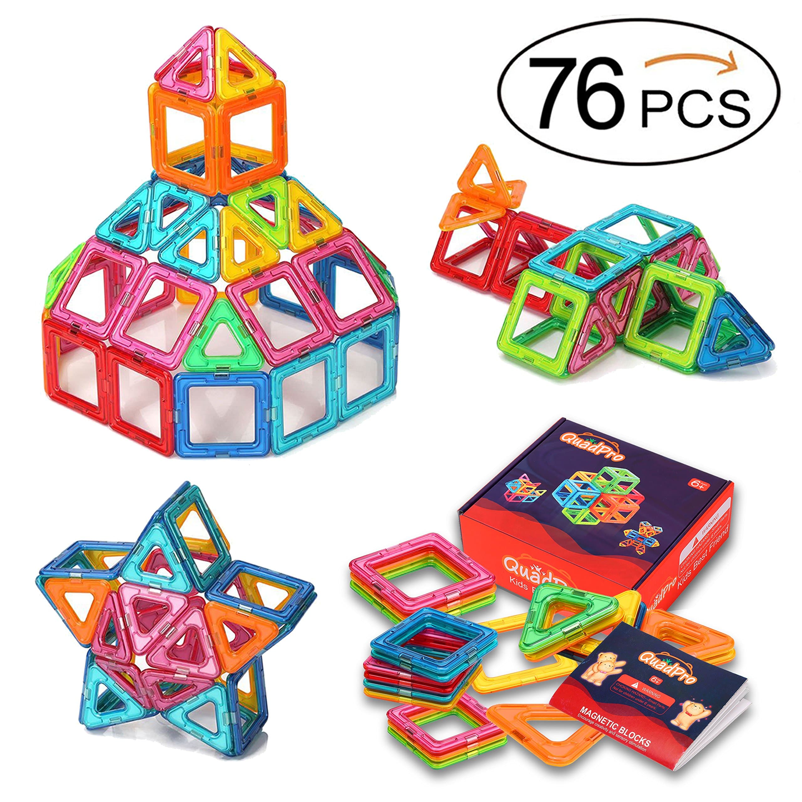 OkidSTEM Magnetic Building Blocks 76PCS Magnet Toy Set for kids, Magnets Tiles STEM Toys for Boys and Girls