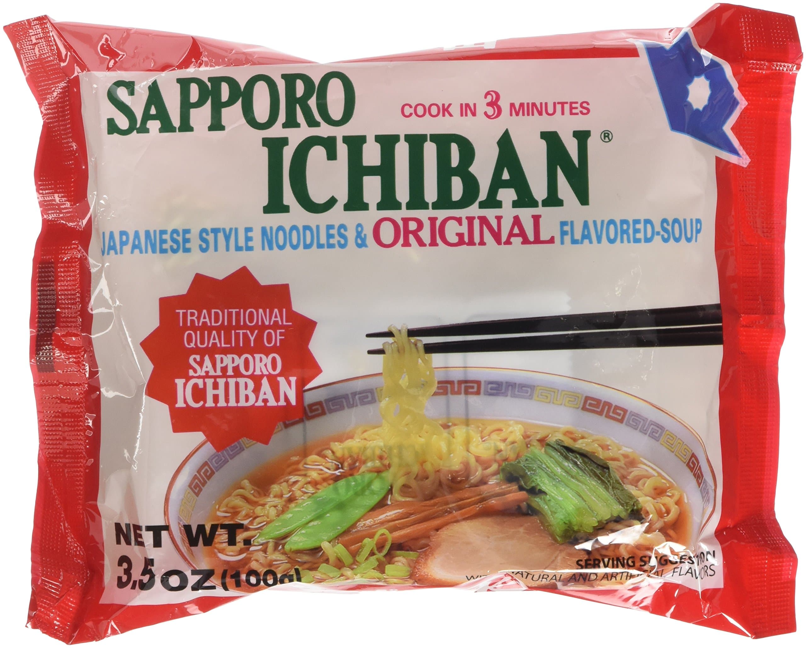 Sanyo Sapporo Ichiban Original Noodles with Soup 100 g (Pack of 12)