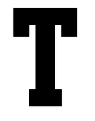 Woodburns Stencil Shop 11x14 Athletic Font-Letter T Stencil, Heavy Duty, 4 Ply Matboard