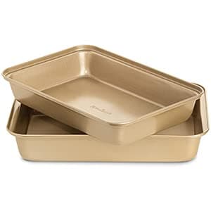 Rosmarino Baking Oven Tray Non Stick Set of 2 - Roasting Tins Perfect for Food Preparation with Little or No Fat - Baking Trays Dimension 32x22x5 cm (12x9x2") & 30x20x5 cm (12x8x2")