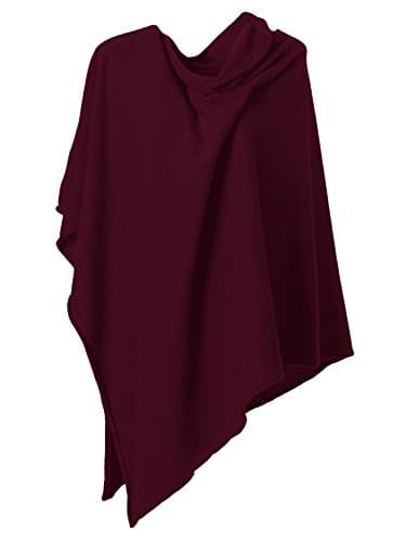Anna Kristine Asymmetrical 100% Cashmere Draped Poncho Topper - Cabernet