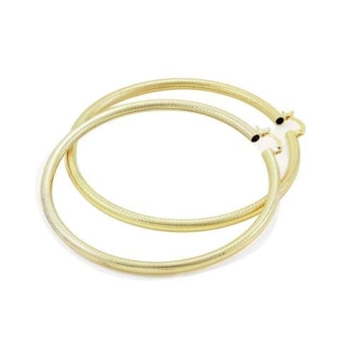 Womens extra large real 14k gold layered hoop earrings hollow diamond cut hoops (80mm X 4mm approx)