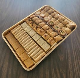 Shatila Food Products Mixed Baklawa Pastries, Assorted Baklava Pastry Gift Tray, Mediterranean Sweets Arabic Desserts, 56-Pieces