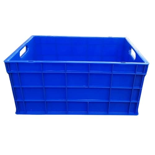 MAHIRA Multipurpose Heavy Duty Big Blue Portable Plastic Crate 65x45x31.5 CM | Crates for storage | Shelf Basket for Large Storage Bin | Vegetable, Fruit, Milk