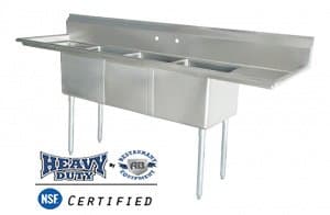 Commercial Stainless Steel - Three Compartment Sink 90 inch x 24 inch