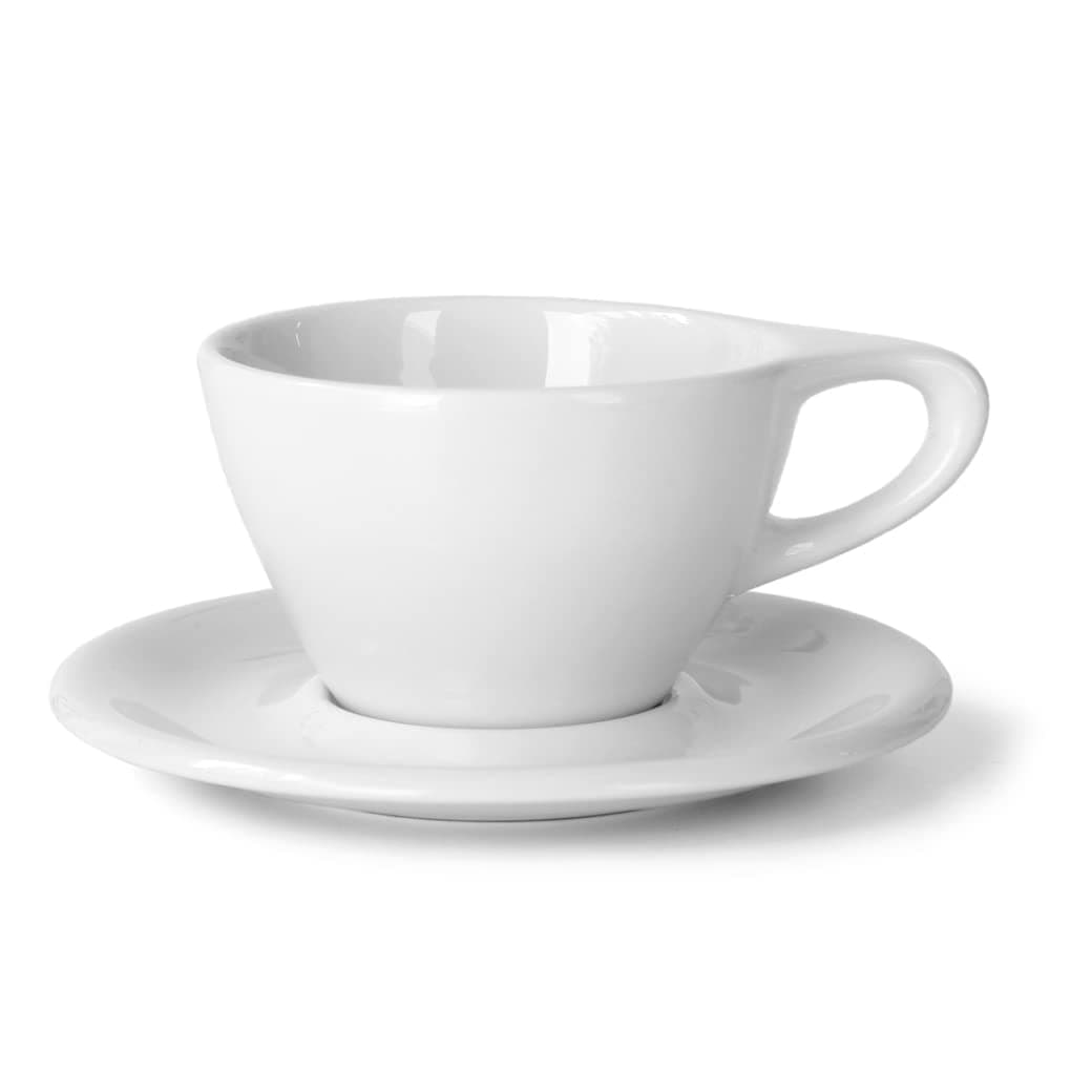 Lino Porcelain Cup & Saucer Small Latte 8 oz (White, 8 oz, 1)