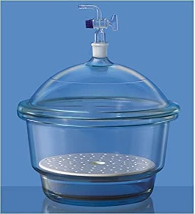 Boroslicate Glass Vacuum Desiccator Jar, Lab Dessicator Dryer with Porcelain Plate (200 MM) | Desicator | Glass Desicator | Desicator For Lab |