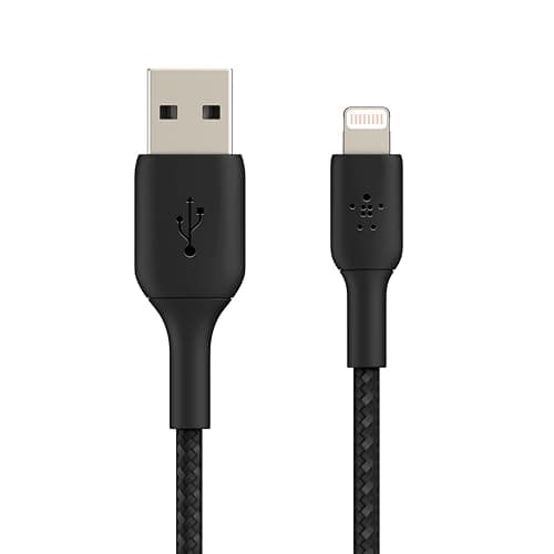 Belkin Apple Certified Lightning to USB A and Sync Tough Braided Cable for iPhone, iPad, Air Pods, 6.6 feet (2 meters) – Black