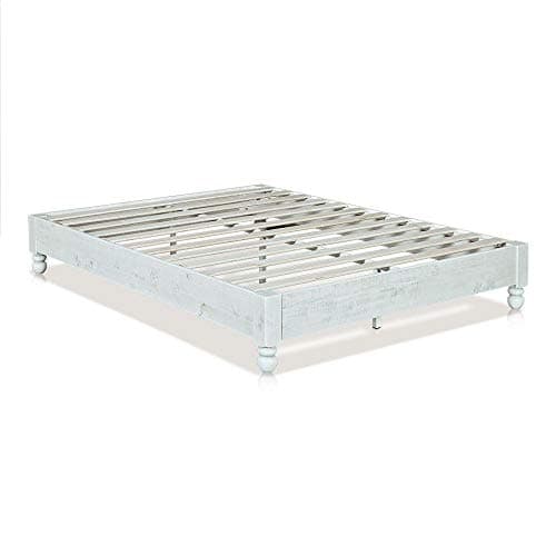 MUSEHOMEINC Wood Platform Bed Frame Rustic Style,Mattress Foundation(no boxspring Needed) Rustic Grey Finish, Queen